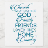 Cherish What matter Blauwgroen Wijn Etiket (Enkel label)