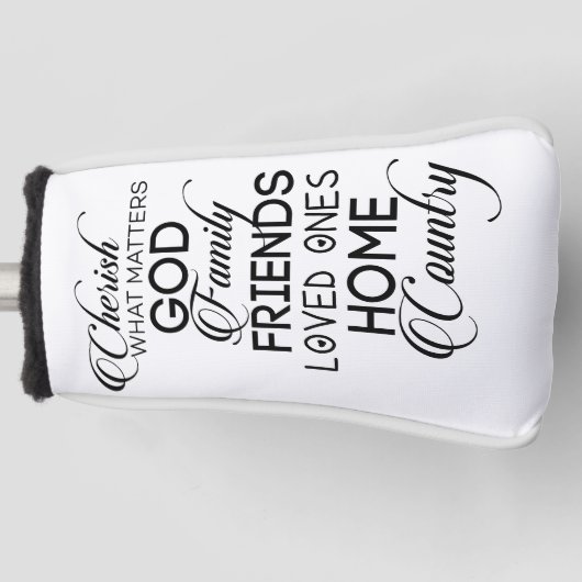 Cherish What Matters Golfheadcover (Voorkant)