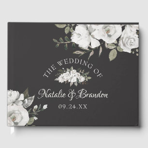 Cherish White Floral & Roos Gold Wedding Gastenboek