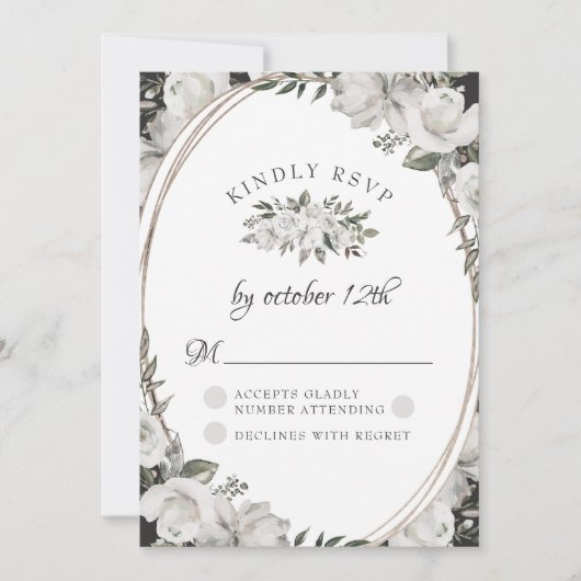  Cherish White Floral Wedding RSVP Kaart (Voorkant)