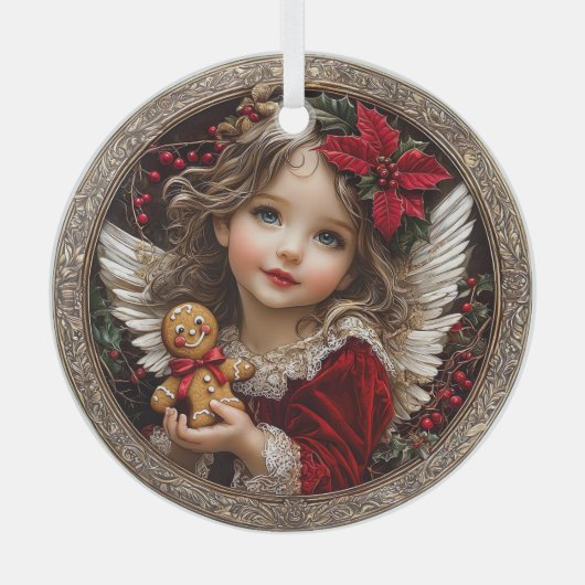Cherished Cheer – Angel of Gingerbread Joy Glas Ornament (Voorkant)