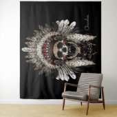 Cherokee Indian Tribal Skull Wandkleed (In situ)