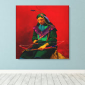 Cherokee Native American Pop Art Canvas Afdruk (Insitu (Houten vloer))