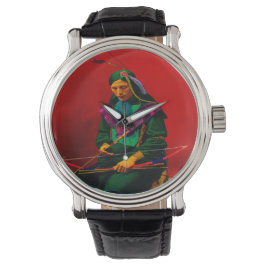 Cherokee Native American Pop Art Horloge