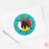 Cherokee Ours Quatre Directions Sticker rond (Enveloppe)