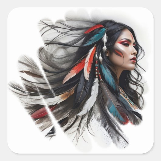 Cherokee Pride 4 Vierkante Sticker (Voorkant)