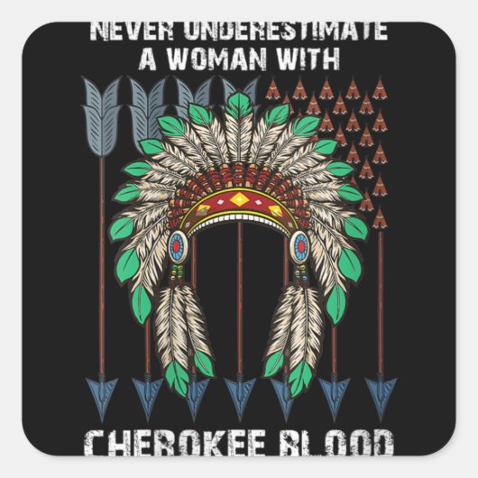 Cherokee Pride Feathers Native American Vierkante Sticker (Voorkant)