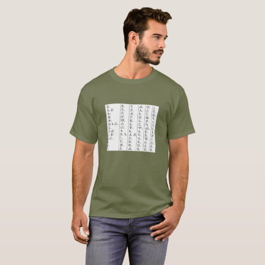 Cherokee Syllabary Unisex Khaki Green T-Shirt (Voorkant volledig)