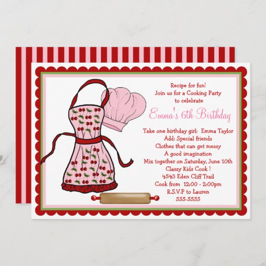 Cherries Apron et Chef Casquette Invitations d'ann (Devant / Derrière)
