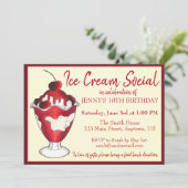 Cherries Jubilee Sundae Ice Cream Social Kaart (Staand voorkant)