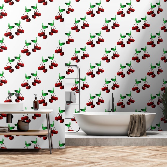 Cherries Pattern Behang (Badkamer)