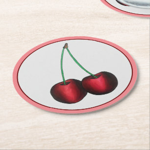 Cherries Ripe Red Cherry Summer Fruit Print Ronde Kartonnen Onderzetter