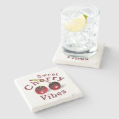 Cherries Stone Coaster Stenen Onderzetter (Zijkant)