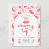 Cherry 1e Verjaardagsfeestje Coquette Cherry Verja Kaart (Voorkant)