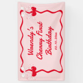 Cherry 1st Birthday Party Welkom Spandoek (Verticaal)