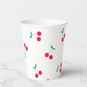 Cherry Aesthetics Cherry Pattern White Papieren Bekers (Rechts)