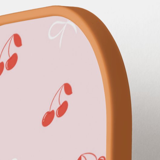 Cherry and Bow Licht Roze Pickleball Paddle (Links Detail)