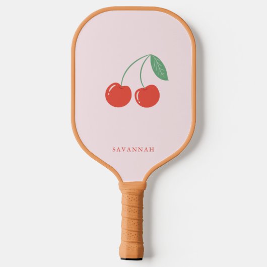 Cherry and Bow Licht Roze Pickleball Paddle (Achterkant)