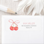 Cherry and Pink Ribbon Baby shower Etiket (Insitu)