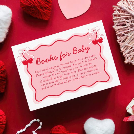 Cherry Baby shower Book Request Informatiekaartje