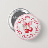Cherry Baby shower Button | Bewerkbare mama om te (Voorkant /achterkant)