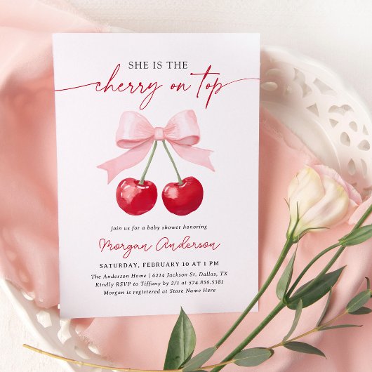 Cherry Baby shower Invitation