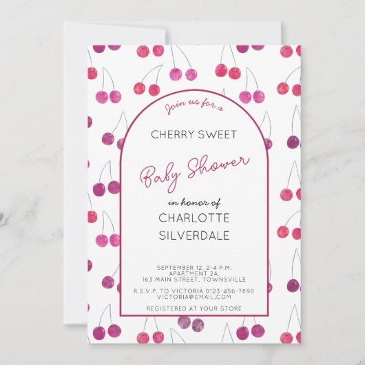 Cherry Baby shower Invitation (Devant)
