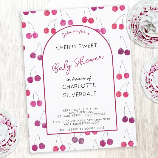 Cherry Baby shower Invitation Briefkaart