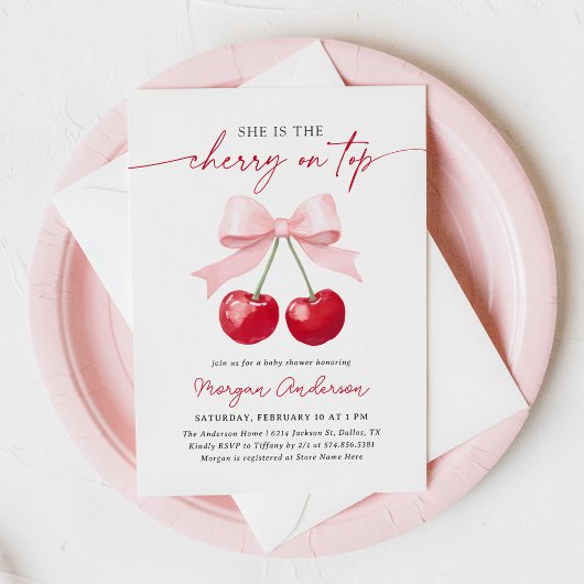 Cherry Baby shower Invitation Kaart