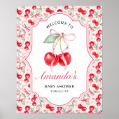 Cherry Baby shower Welkomstbord Poster (Voorkant)
