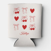 Cherry Bachelorette Coquette Bow Hearts Koelbox Blikjeskoeler (Voorkant)