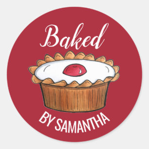 Cherry Bakewell Tart England British Food Sweet Ronde Sticker