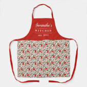 Cherry Berries Pattern Modern Red Name Schort (Voorkant)