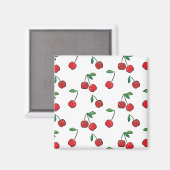 Cherry Berries Rood Patroon Modern Retro Fun Magneet (Voorkant / Achterkant)