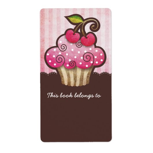 Cherry Berry Cupcake Boites Étiquettes (Devant)