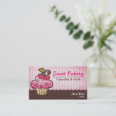 Cherry Berry Cupcake Visitekaartjes (Staand voorkant)