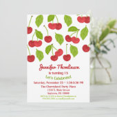 Cherry Birthday Invitation Summer Red Cherries Kaart (Staand voorkant)