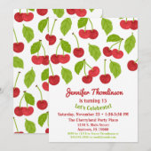 Cherry Birthday Invitation Summer Red Cherries Kaart (Voorkant / Achterkant)