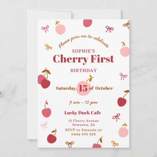 Cherry Birthday Uitnodiging (Voorkant)
