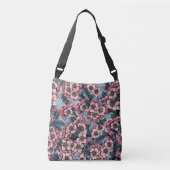 Cherry bloesem in roze en blauw crossbody tas (Voorkant)
