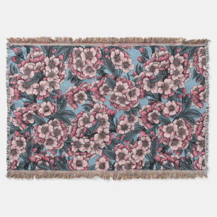 Cherry bloesem in roze en blauw deken