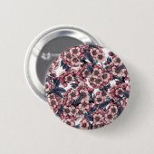 Cherry bloesem in roze en blauw ronde button 5,7 cm (Voorkant /achterkant)