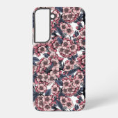 Cherry bloesem in roze en blauw samsung galaxy hoesje (Achterkant)