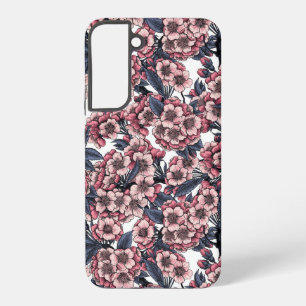 Cherry bloesem in roze en blauw samsung galaxy hoesje