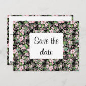 Cherry Blosbezon Black Save the Date Briefkaart (Voorkant / Achterkant)
