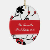 Cherry Blosesems Couples 1st Kerstmis Keramisch Ornament (Rechts)