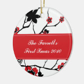 Cherry Blosesems Couples 1st Kerstmis Keramisch Ornament (Links)