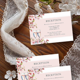 Cherry Blosom Roze Bloemen Huwelijksreceptie Informatiekaartje
