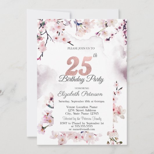 Cherry Blossom 25e verjaardag Kaart (Voorkant)