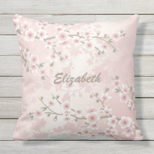 Cherry Blossom Abriot  Floral Monogram Buitenkussen
